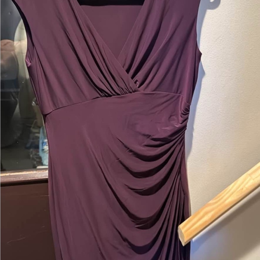 Lauren Ralph Lauren Purple Sheath Midi Dress V-Neck Sleeveless